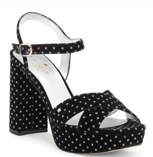 Kate Spade Delia Black Velvet Sandal Platform Heel, SIZE 8